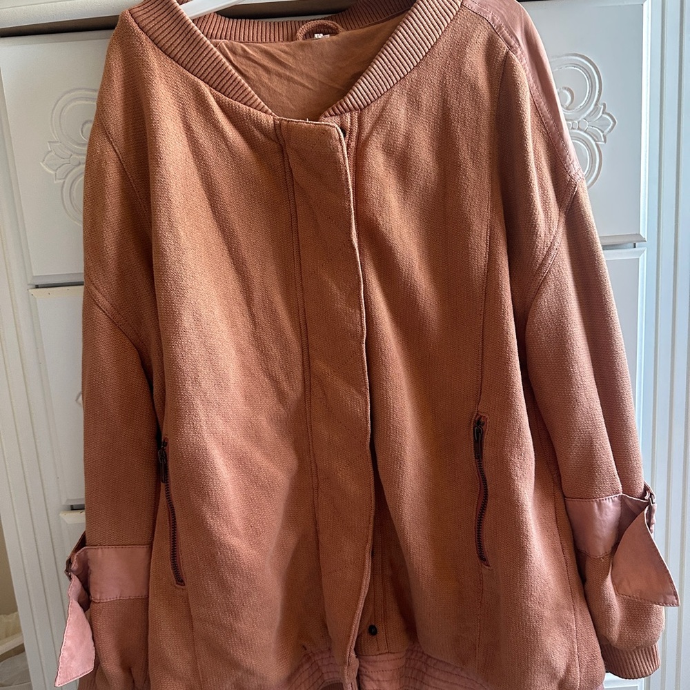 Free People Rust/Terracotta Oversized Bomber Jacket